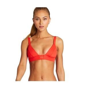 Vitamin A Neutra Bralette Bikini Top Strappy Swimwear Coral Orange Size XS